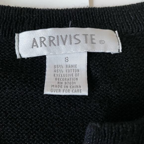 Vintage 1990s Arriviste Snowflake Cardigan Sweater Beaded Embroidered Black S - Picture 8 of 12